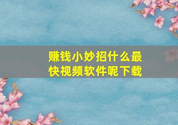 赚钱小妙招什么最快视频软件呢下载