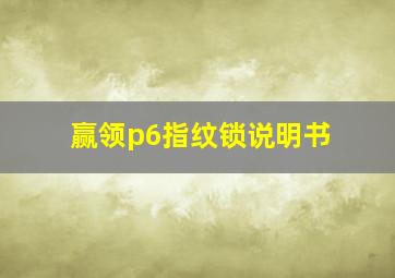 赢领p6指纹锁说明书