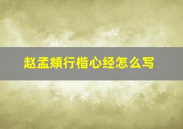 赵孟頫行楷心经怎么写