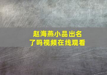 赵海燕小品出名了吗视频在线观看