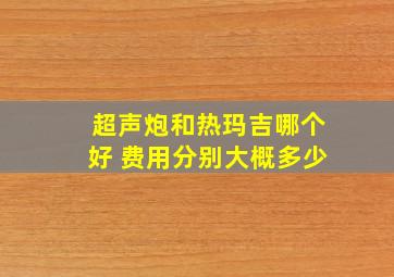 超声炮和热玛吉哪个好 费用分别大概多少