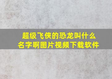 超级飞侠的恐龙叫什么名字啊图片视频下载软件