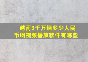 越南3千万值多少人民币啊视频播放软件有哪些