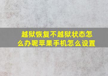 越狱恢复不越狱状态怎么办呢苹果手机怎么设置