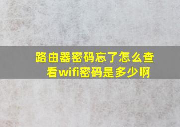 路由器密码忘了怎么查看wifi密码是多少啊