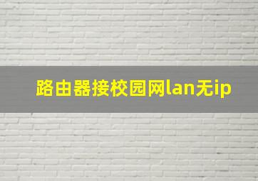 路由器接校园网lan无ip