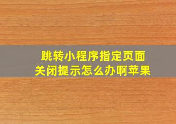 跳转小程序指定页面关闭提示怎么办啊苹果