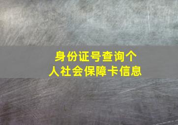 身份证号查询个人社会保障卡信息