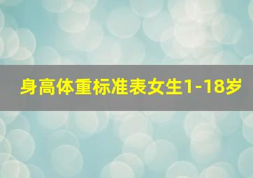 身高体重标准表女生1-18岁