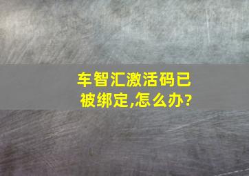 车智汇激活码已被绑定,怎么办?