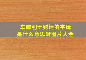 车牌利于财运的字母是什么意思呀图片大全