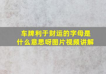 车牌利于财运的字母是什么意思呀图片视频讲解