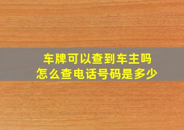 车牌可以查到车主吗怎么查电话号码是多少