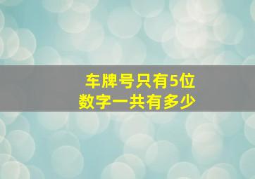 车牌号只有5位数字一共有多少