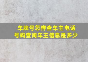 车牌号怎样查车主电话号码查询车主信息是多少