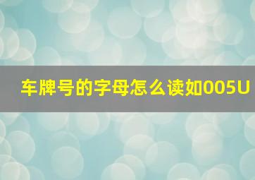 车牌号的字母怎么读如005U