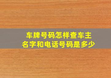 车牌号码怎样查车主名字和电话号码是多少