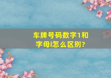 车牌号码数字1和字母i怎么区别?