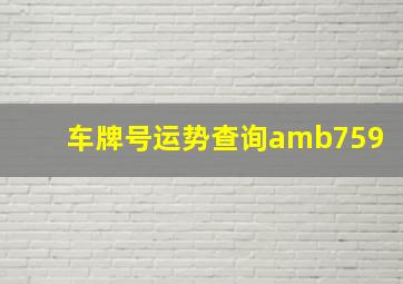 车牌号运势查询amb759