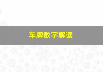 车牌数字解读