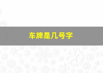 车牌是几号字