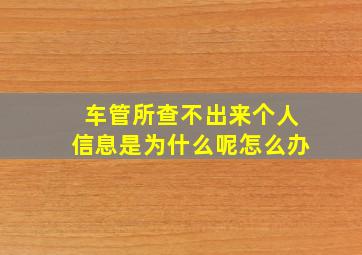 车管所查不出来个人信息是为什么呢怎么办