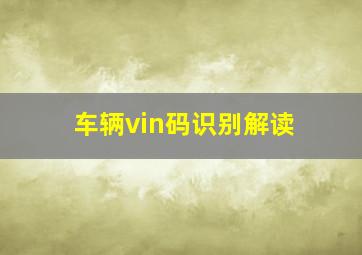 车辆vin码识别解读