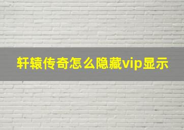 轩辕传奇怎么隐藏vip显示