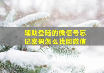 辅助登陆的微信号忘记密码怎么找回微信