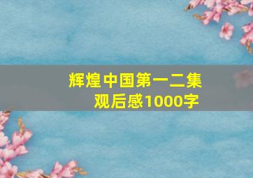 辉煌中国第一二集观后感1000字