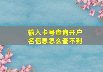 输入卡号查询开户名信息怎么查不到