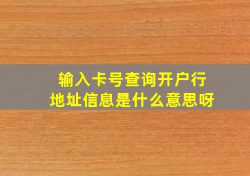 输入卡号查询开户行地址信息是什么意思呀