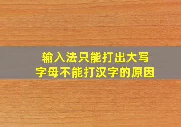 输入法只能打出大写字母不能打汉字的原因