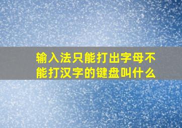 输入法只能打出字母不能打汉字的键盘叫什么