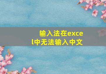 输入法在excel中无法输入中文