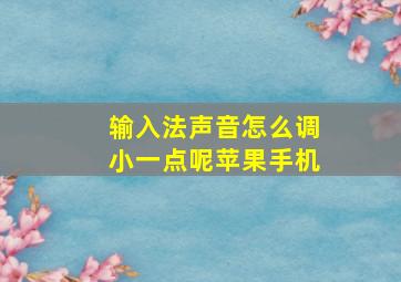 输入法声音怎么调小一点呢苹果手机