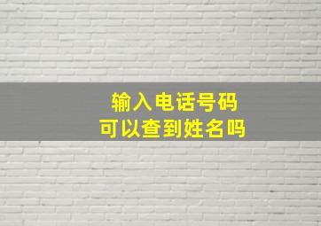 输入电话号码可以查到姓名吗