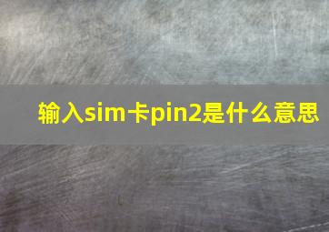 输入sim卡pin2是什么意思