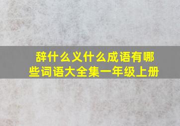 辞什么义什么成语有哪些词语大全集一年级上册