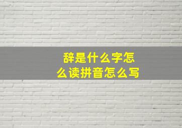 辞是什么字怎么读拼音怎么写