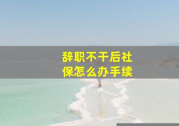 辞职不干后社保怎么办手续