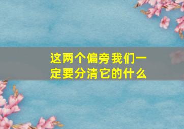 这两个偏旁我们一定要分清它的什么