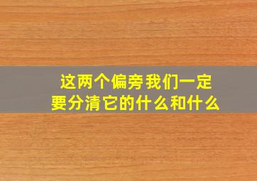 这两个偏旁我们一定要分清它的什么和什么