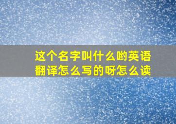 这个名字叫什么哟英语翻译怎么写的呀怎么读