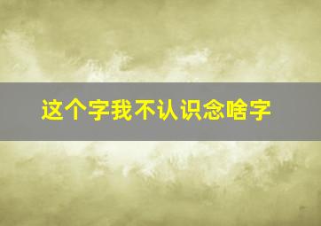 这个字我不认识念啥字