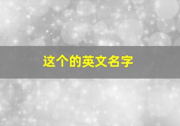 这个的英文名字