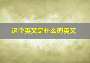 这个英文是什么的英文