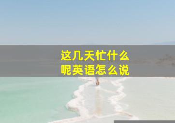 这几天忙什么呢英语怎么说