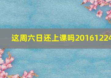 这周六日还上课吗20161224