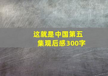 这就是中国第五集观后感300字